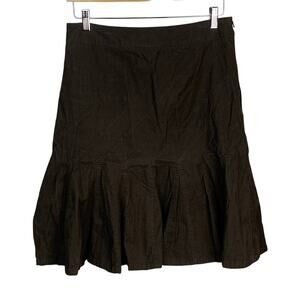 Harold’s Brown Corduroy Ruffled A-Line Bias Cut  Knee Length Skirt Size 8